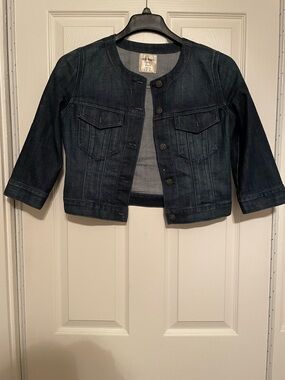 Old Navy Dark Indigo Collarless Denim Jacket